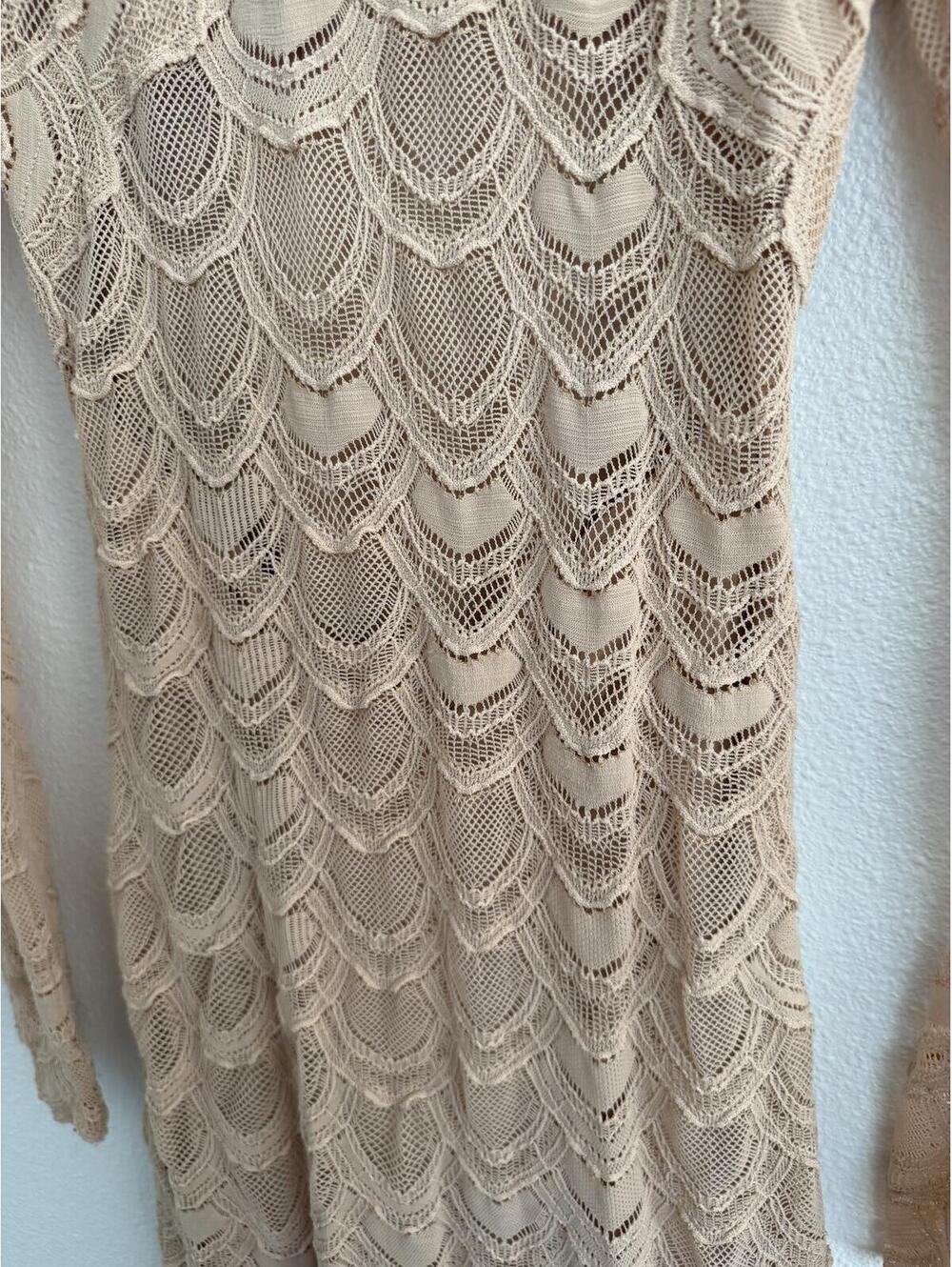 Nightcap by Carisa René Nude Blush French Lace Mesh Turtleneck Dress Sz 1 XS/S - Picture 6 of 6